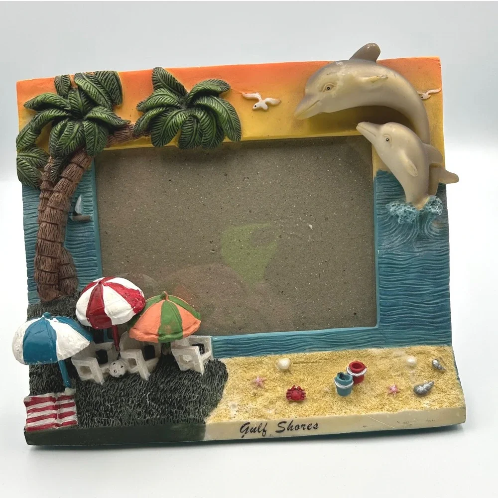Gift Depot Gulf Shores Dolphin Beach 3D Resin Picture Frame 4x6 Souvenir Decor
